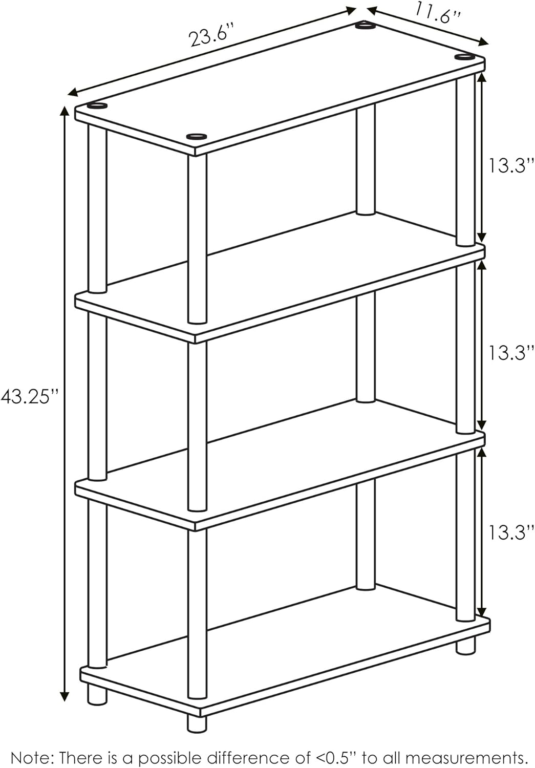 Estante Multipropósito Furinno 4 Niveles, Tubos Redondos, Modelo
