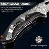 Cuchillo de bolsillo Damasco para hombr hecho a mano