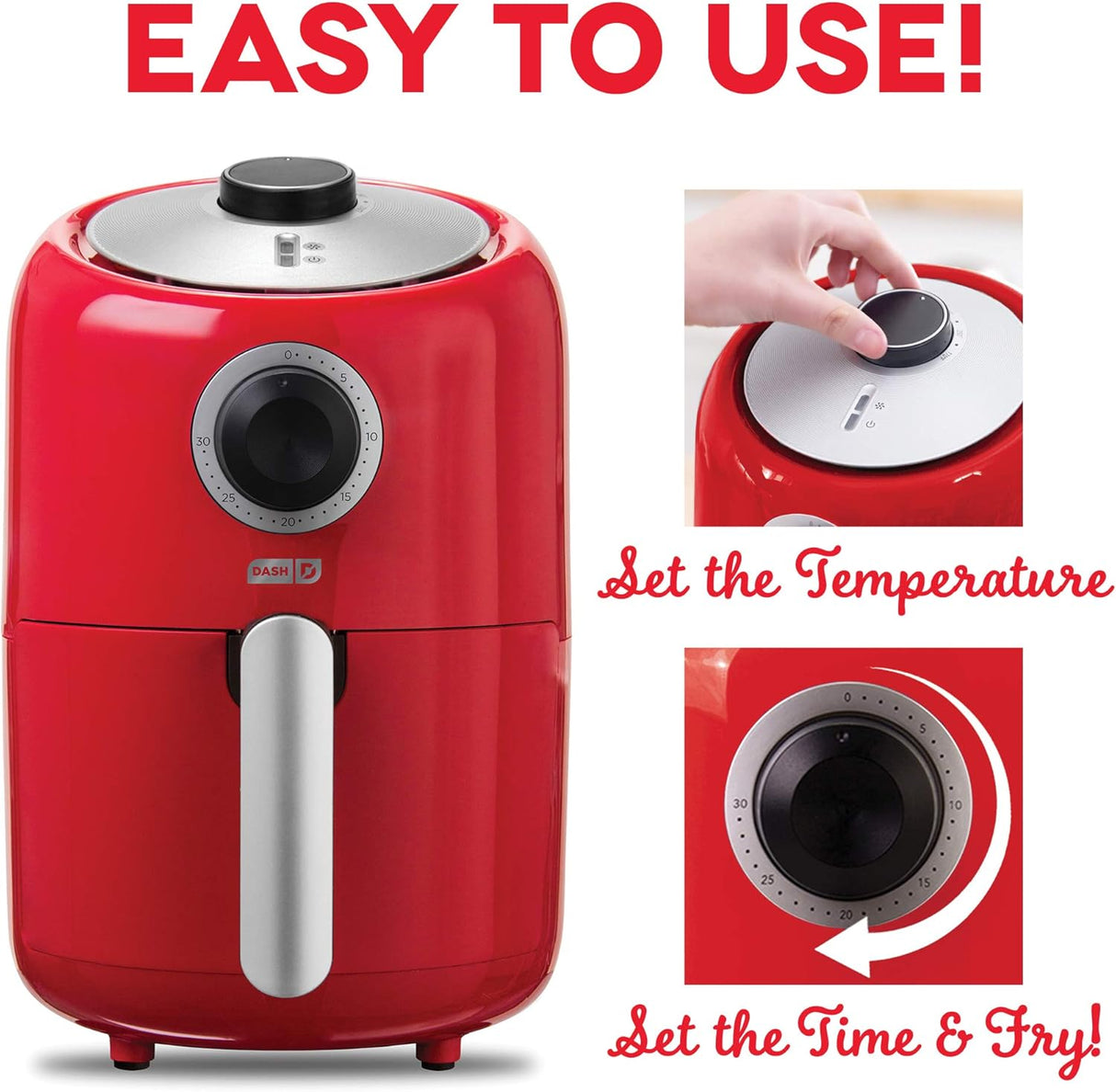 Freidora de Aire Compacta DASH, 2 Quart, Control de Temperatura