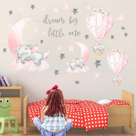 Pegatinas de Pared Elefante, Dream Big, Globo Aerostático
