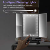 Espejo de maquillaje de tocador iluminado triple 21 luces