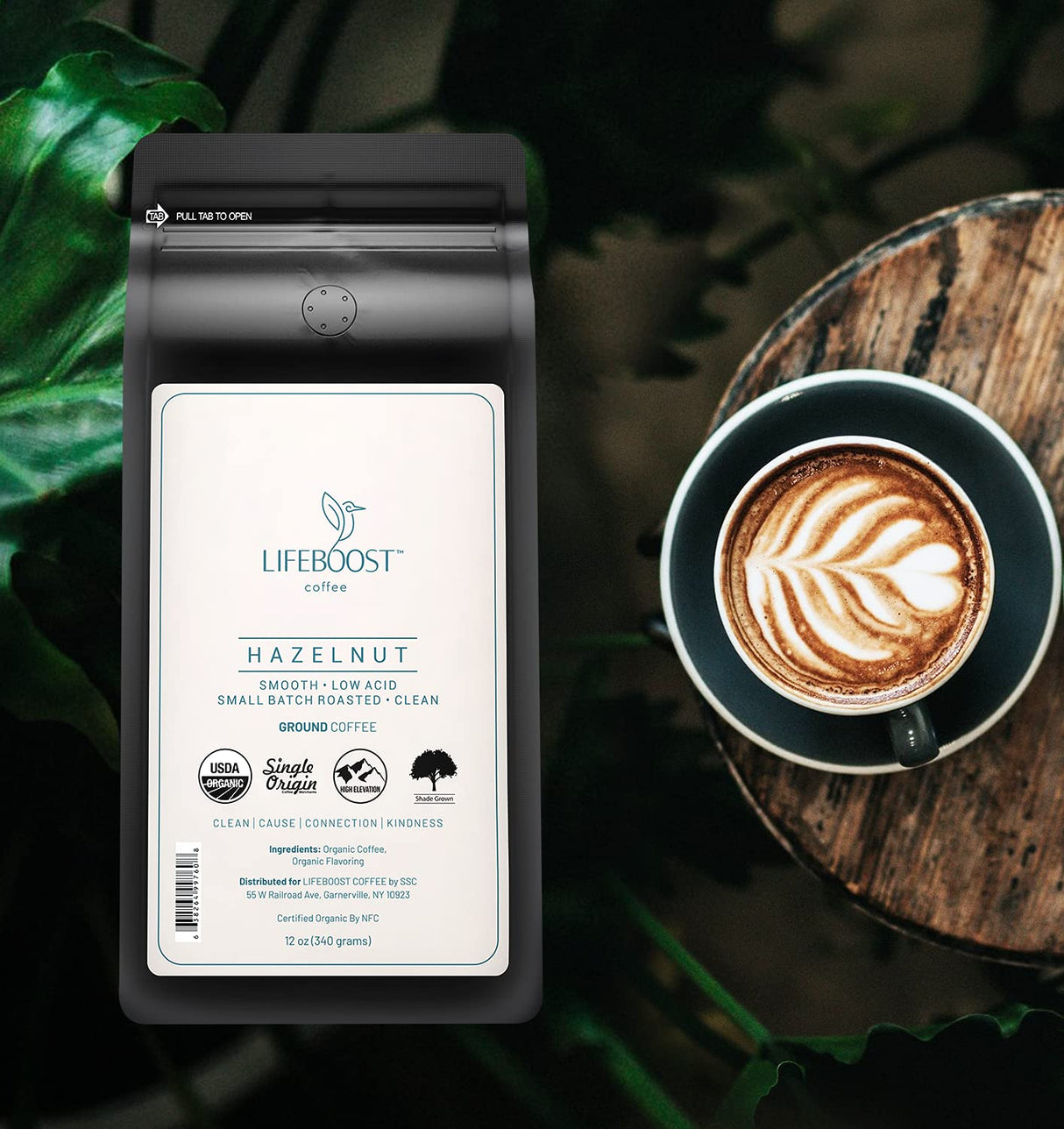 Café Molido Lifeboost Hazelnut - Orgánico, Bajo Acidez, 12 oz