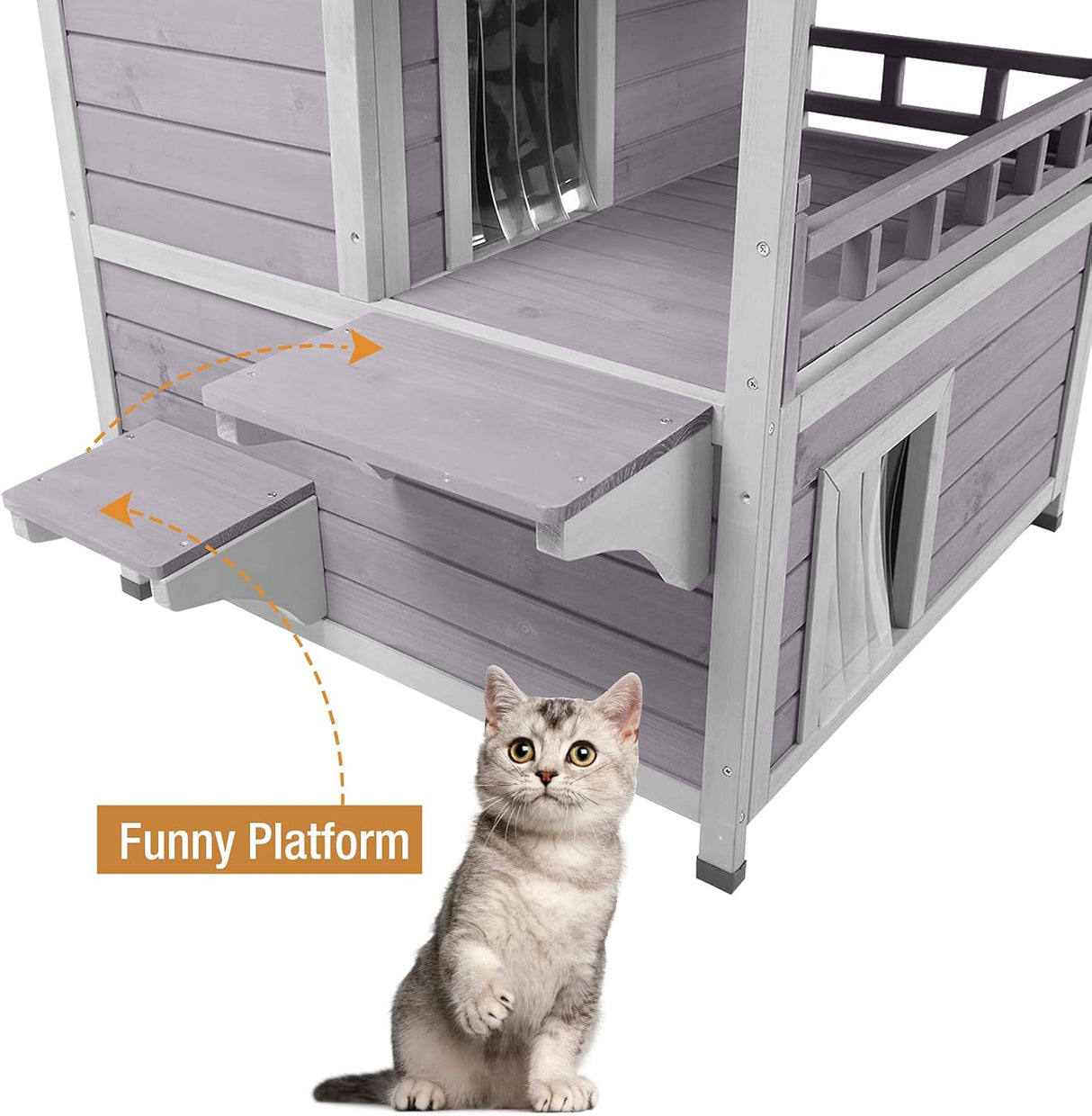 Casa de Gato Exterior GUTINNEEN, Dos Pisos, Resistente al Agua