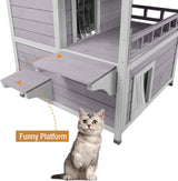 Casa de Gato Exterior GUTINNEEN, Dos Pisos, Resistente al Agua