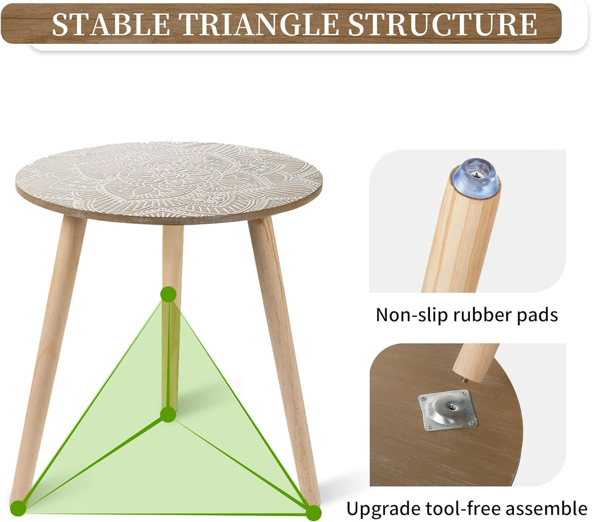 Hanobe Small Round Side Table: Boho End Tables for Living Room