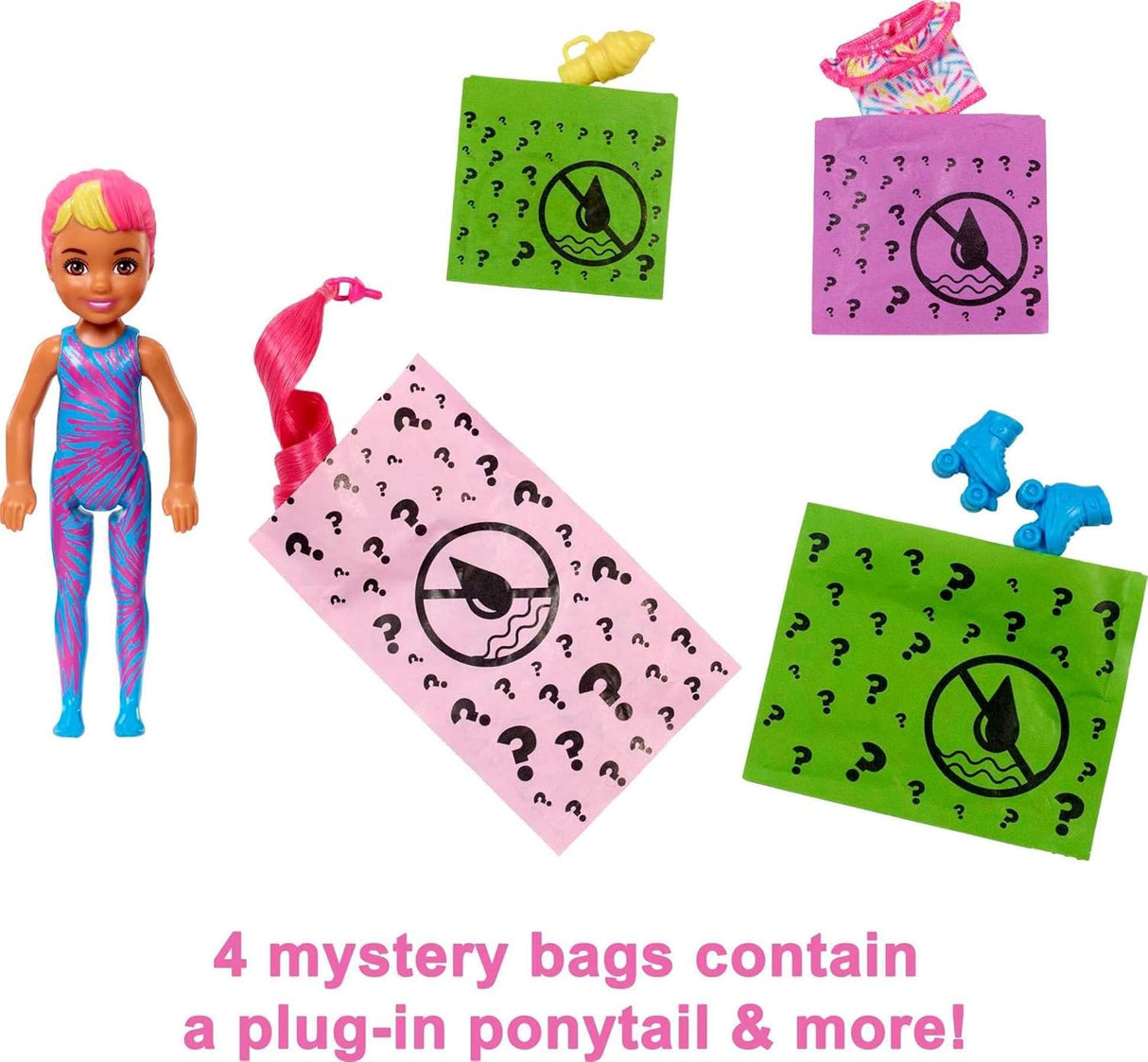 Barbie Muñeca Revelación y Accesorios, Serie Tye-Dye, 6 Sorpresas