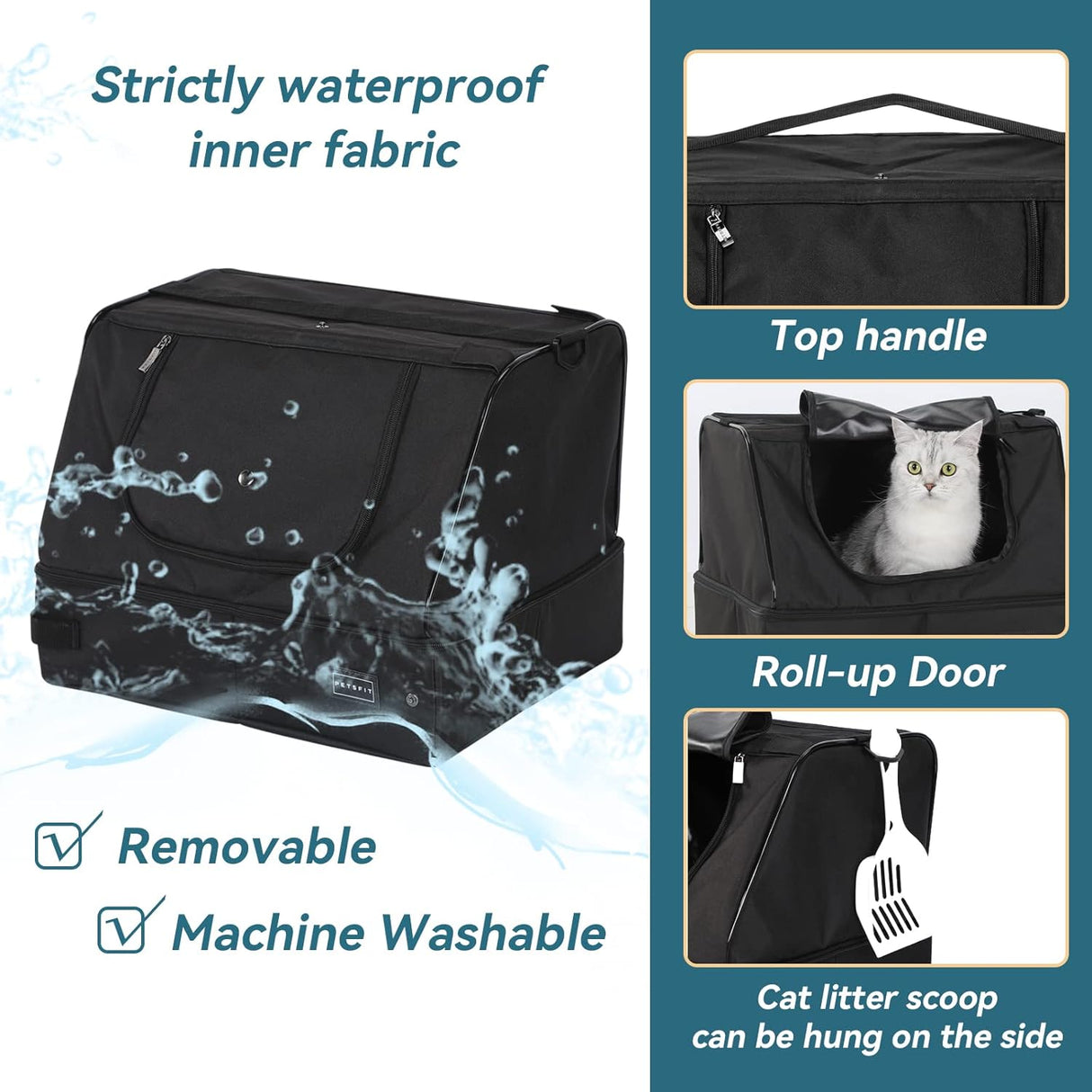 Caja de arena portátil de viaje mejorada para gatos Petsfit