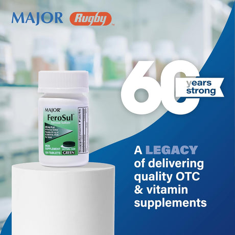 Suplemento de Hierro Ferrosulfato 325mg - Major Ferosul 100u x2
