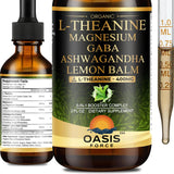 L Theanine 400mg Líquido, GABA, Magnesio, Ashwagandha, Vegano