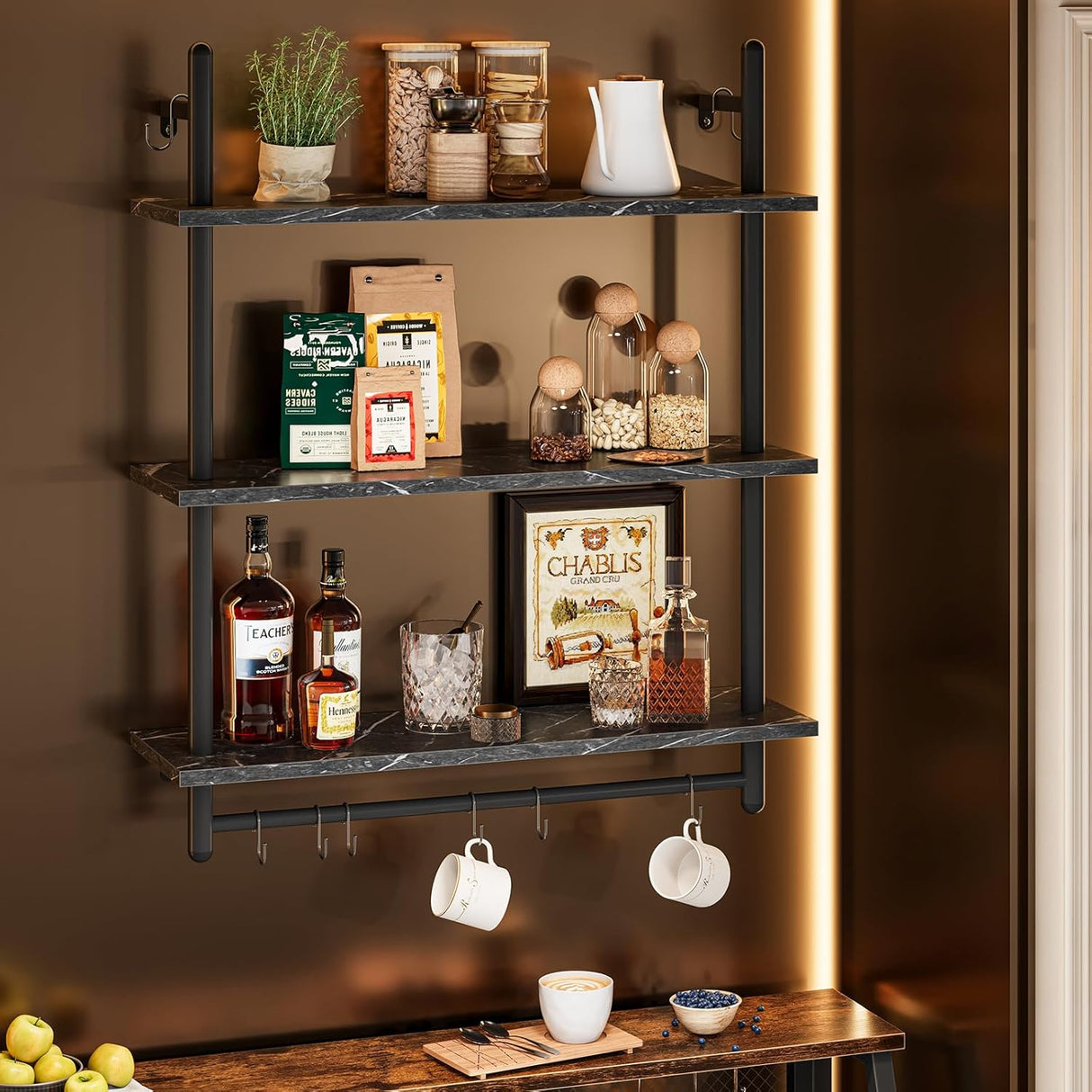 Estantería Flotante Bestier, 3 Niveles para Cocina y Baño
