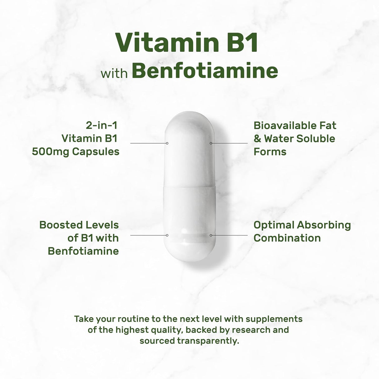 Vitamin B1 500mg con Benfotiamina, 240 Cápsulas