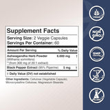 Suplementos de Ashwagandha 6000mg, Veggie Cápsulas, 120 Uds.