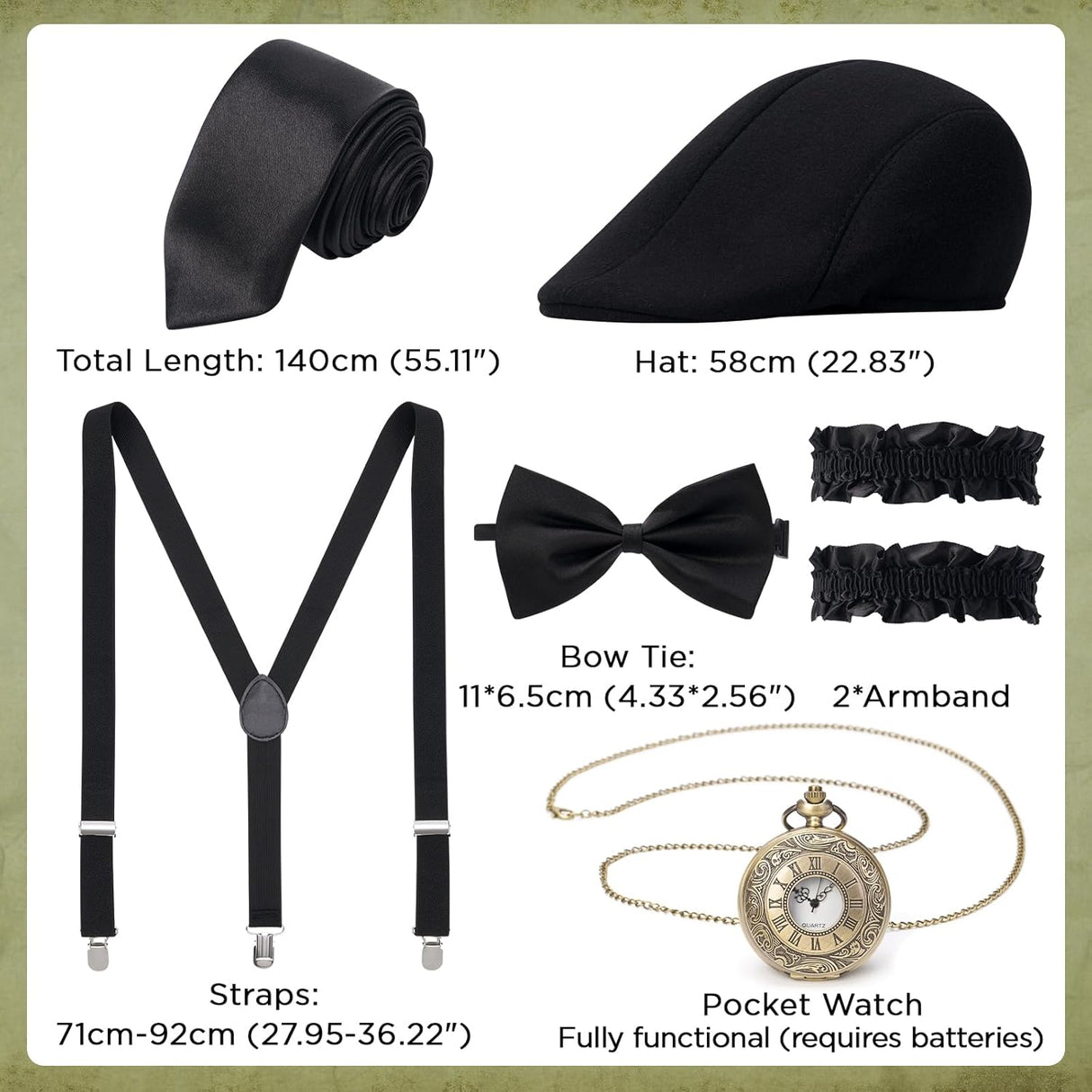 Conjunto de Accesorios YESSA para Hombre 1920s Gatsby Gangster