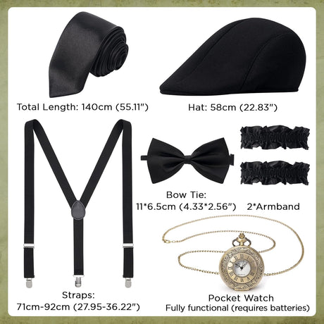 Conjunto de Accesorios YESSA para Hombre 1920s Gatsby Gangster