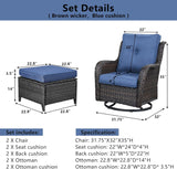 Belord Juego de muebles de patio de 4 piezas, silla giratoria de mimbre para patio con otomanas, juego de muebles de exterior para porche exterior, terraza, balcón, jardín