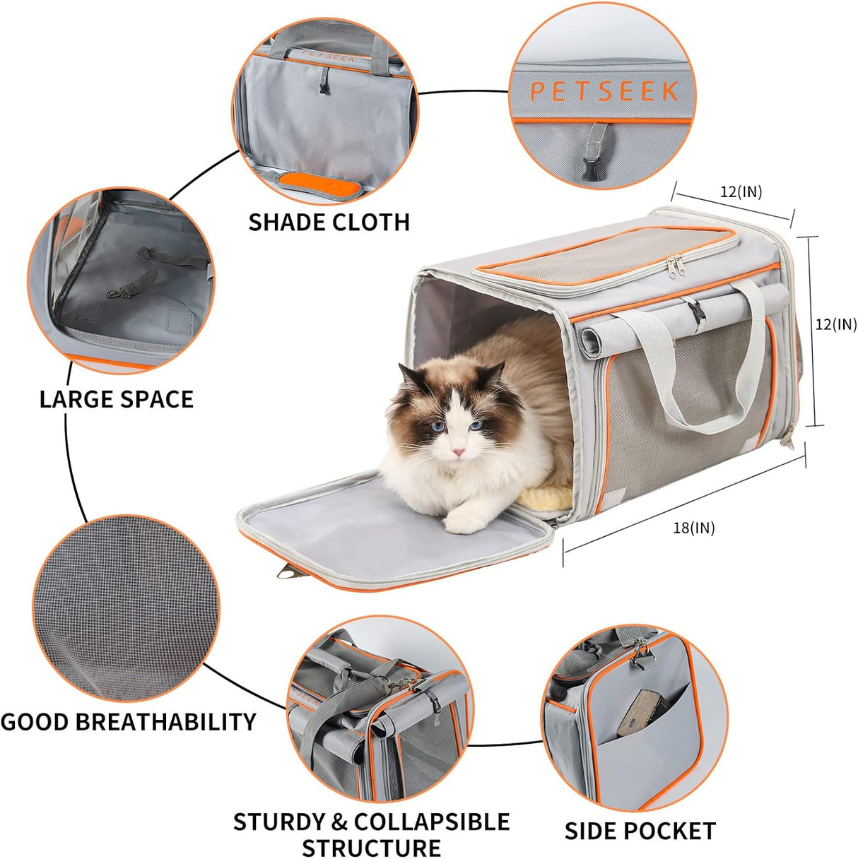 Transportadora de Gato Grande, Aprobada Aerolínea, 14 lbs, 18