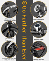 Bicicleta Eléctrica Plegable BAFANG 1200W, 60M, 28MPH, 720WH