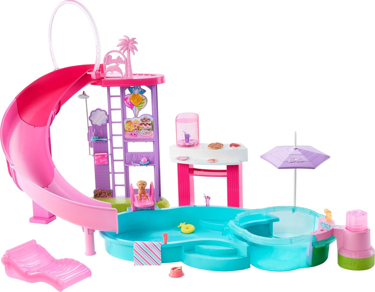 Barbie Dream Pool Set con 6 Áreas y 20+ Accesorios