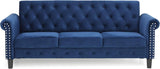 Sofá Chesterfield Vintage Modern 3 Plazas en Terciopelo Azul