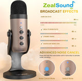 Micrófono USB ZealSound, condensador, control de volumen, PC