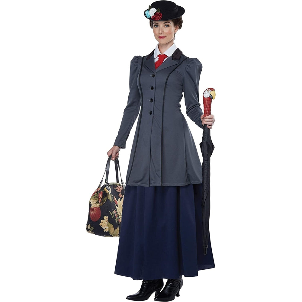 Disfraz de niñera inglesa para mujer gris talla XL