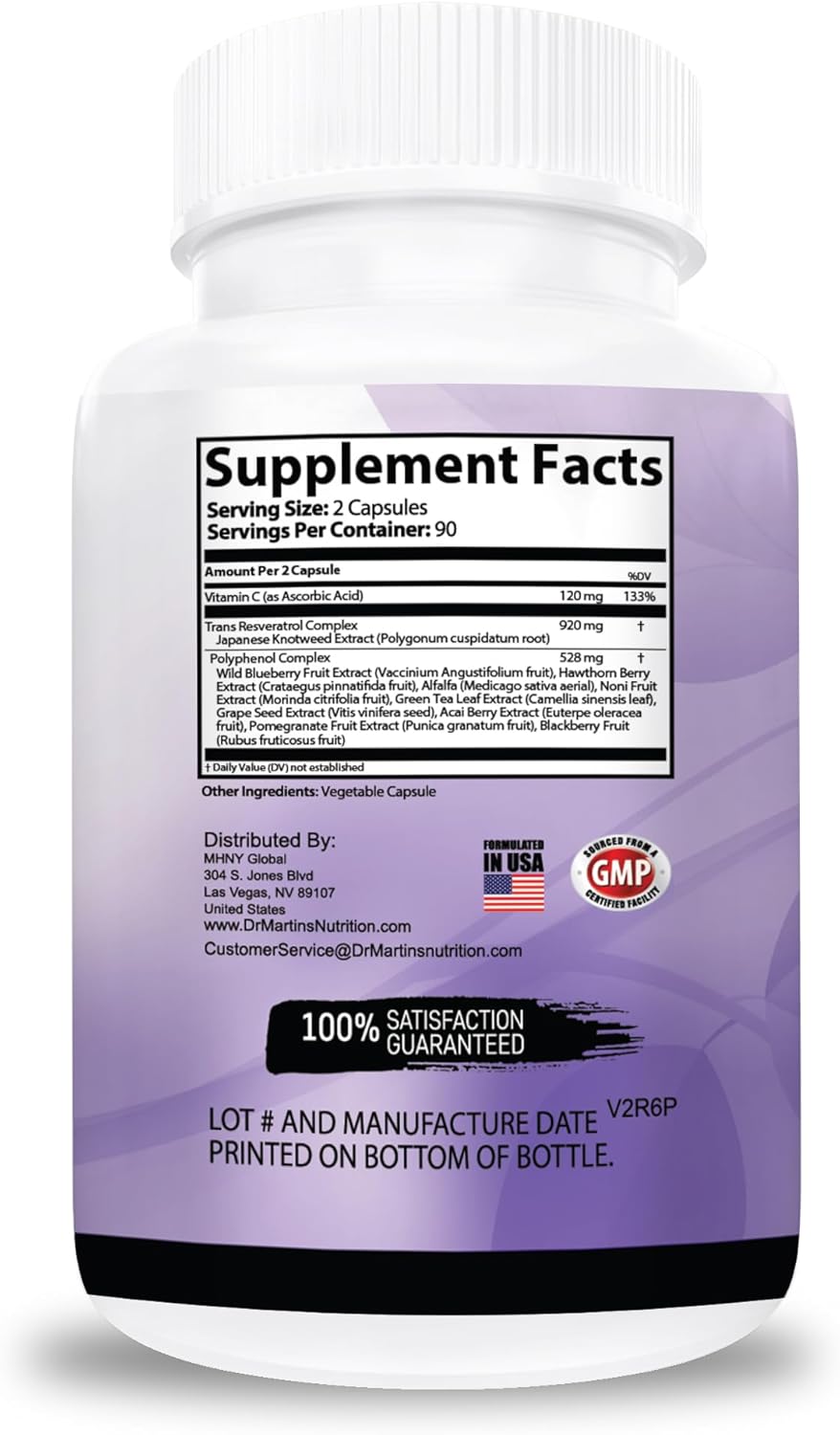 Suplemento Resveratrol extra fuerte 1568mg  180 cápsulas