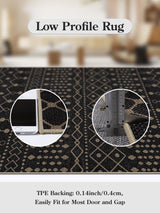 Alfombra de yute tribal de 5 x 7 pulgadas, Negro Lahome