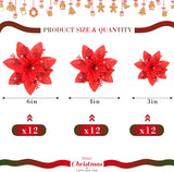 Flores Poinsettia Artificiales, 36 Pcs, Decoración Navidad