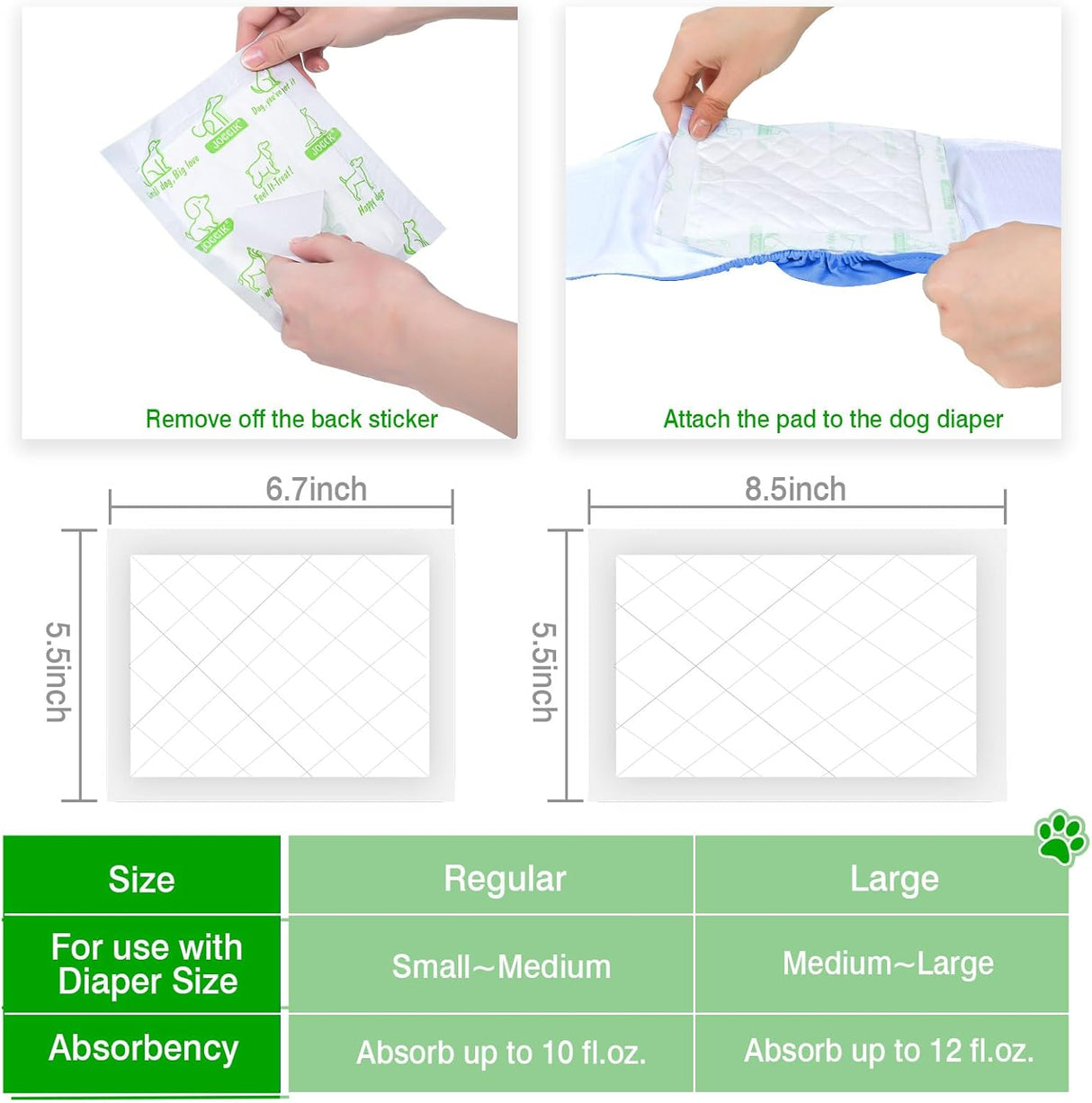 Pañales para perros, 100 unidades súper suaves y absorbentes, almohadillas