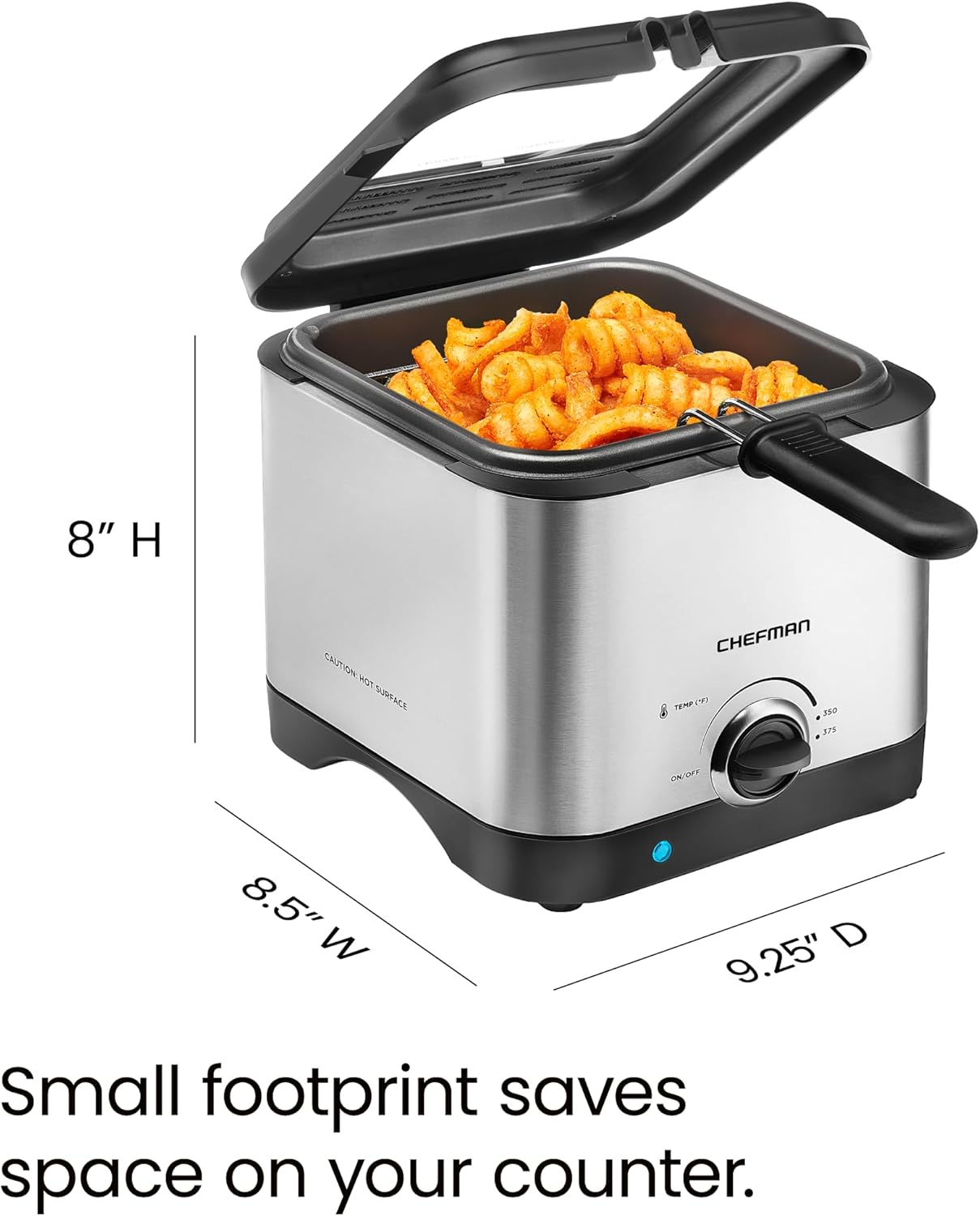 Freidora Chefman Fry Guy, 1.6L, Ventana, Control de Temp.