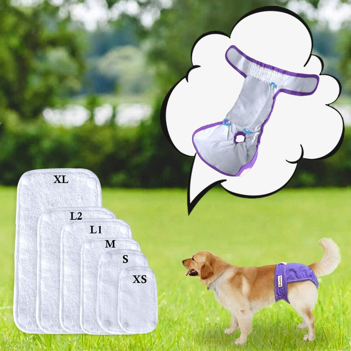 Teamoy Almohadillas de pañales reutilizables para perros hembras (paquete de 6), S