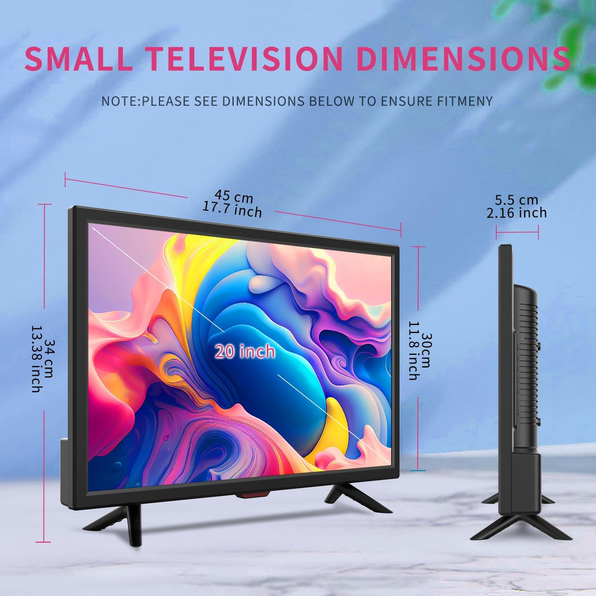Televisor 20 Full View,  HDMI, USB, VGA, DV-12V para Caravana