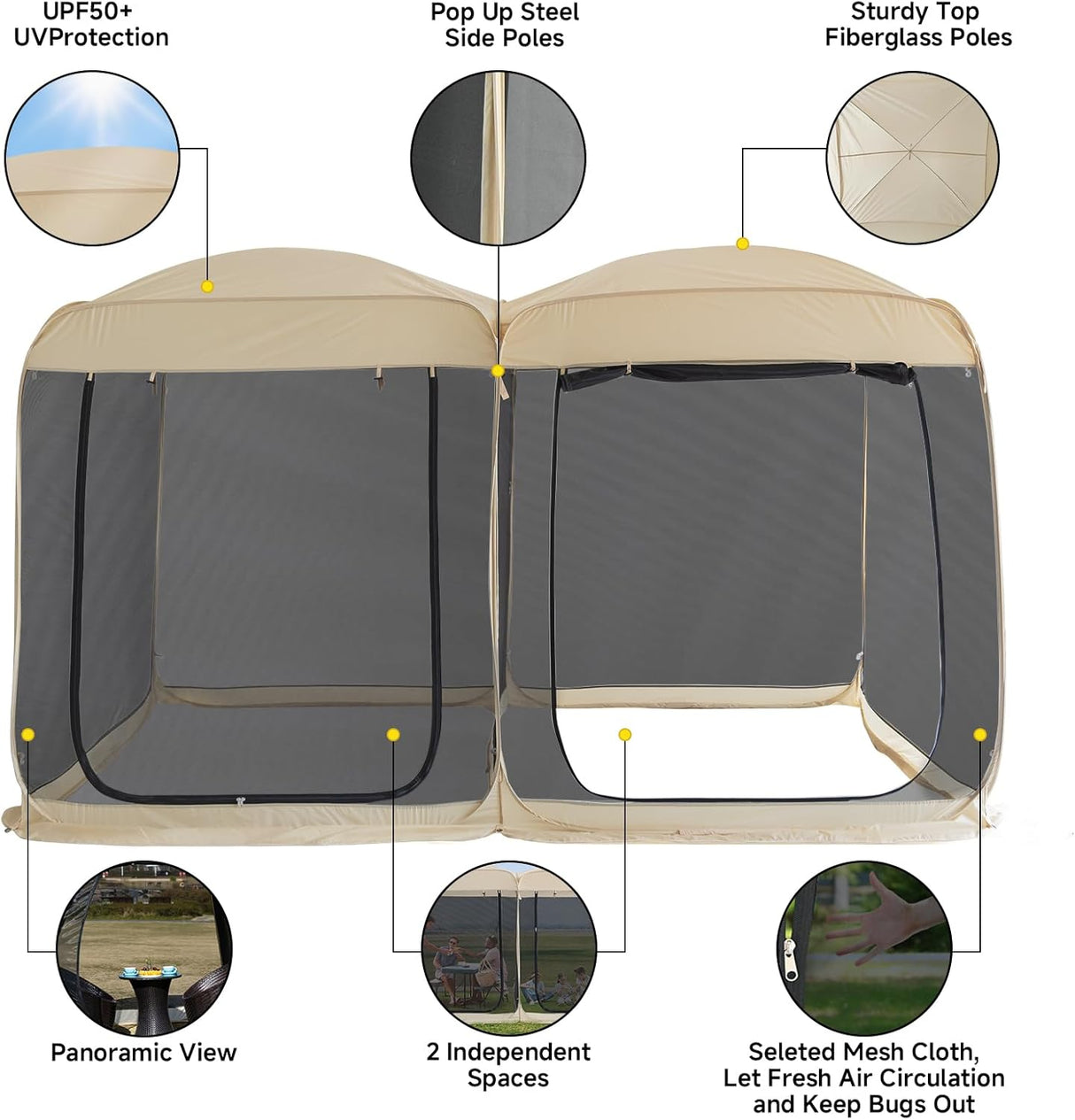 Tienda de Pantalla Alvantor 2 en 1, Carpa Pop Up 12' x 7.5