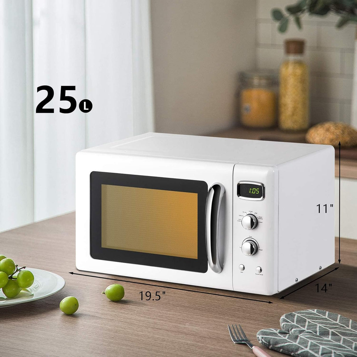 Microondas Retro ARLIME 900W, 0.9Cu.Ft, Auto Cocción, Modelo.