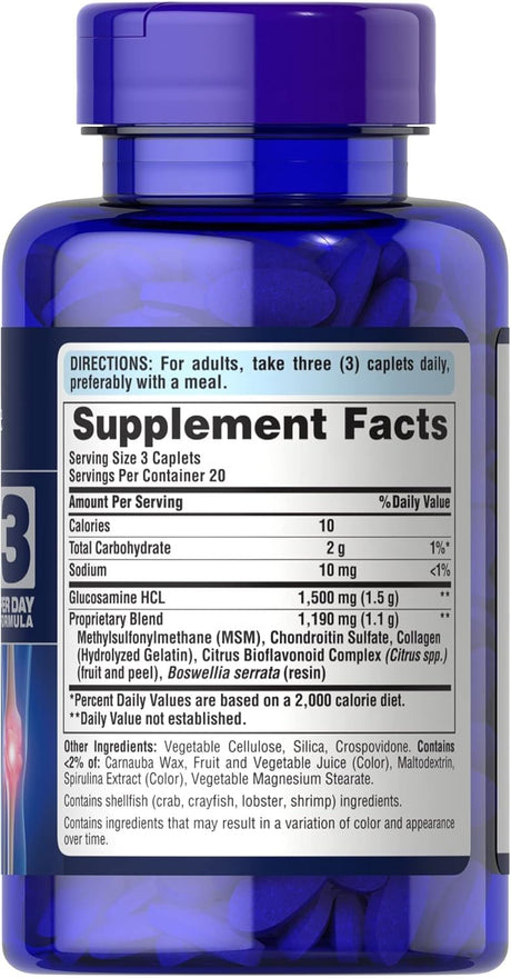 Comprimidos de Glucosamina, Condroitina y MSM Doble Fuerza