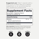Suplemento Berberina HCl de ultra alta resistencia 500 mg