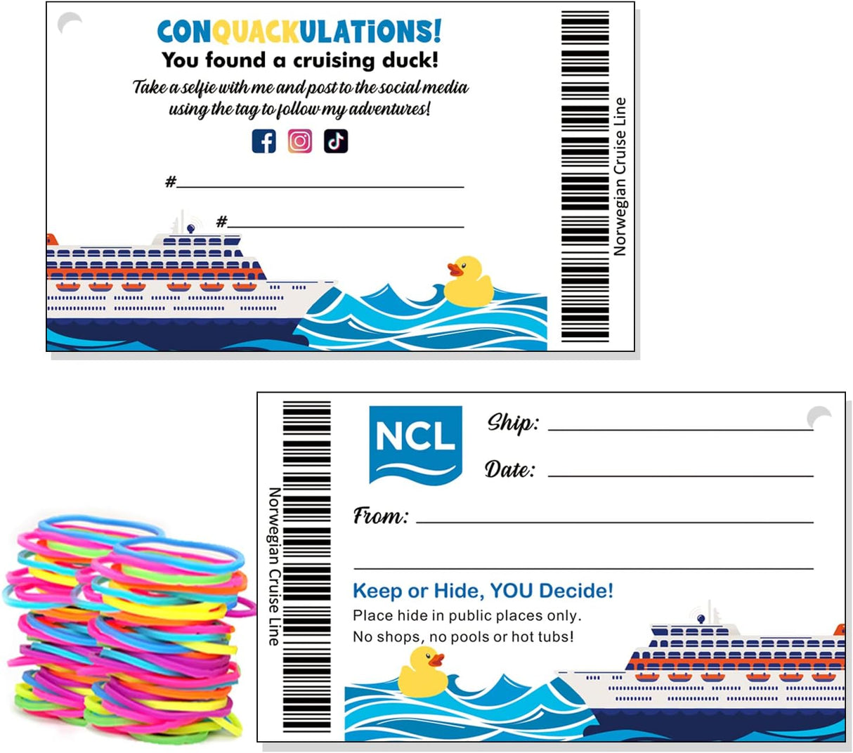 Etiquetas de pato de crucero, etiquetas de pato de goma