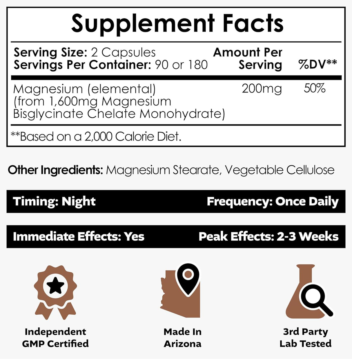 Suplemento de Magnesio Glycinato Nootropics Depot 180 cápsulas