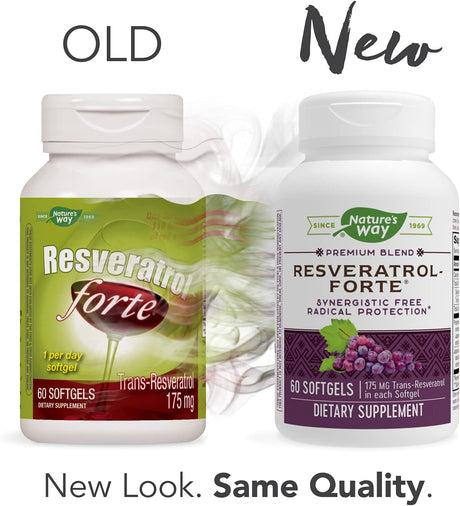 Nature&#39;s Way Resveratrol-Forte, protege de los radicales libres*, 60 cápsulas blandas