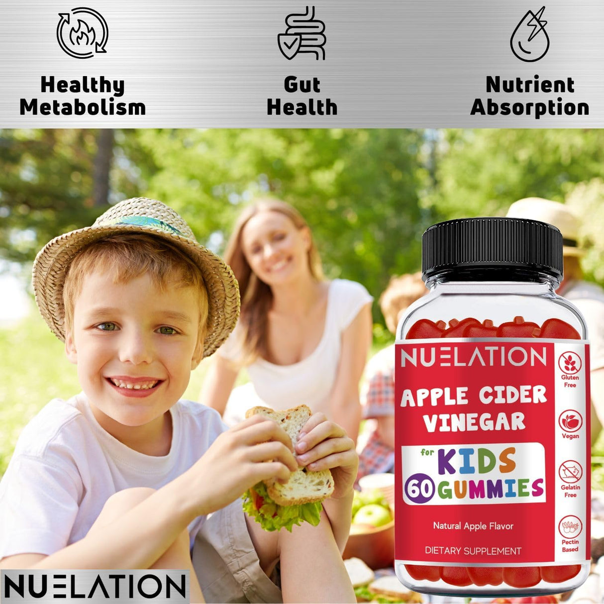 Suplemento de vinagre de sidra de manzana NUELATION