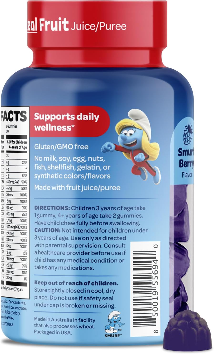 Gominolas Multivitamínicas Smurfs, 15 Vitaminas, 60 Gummies