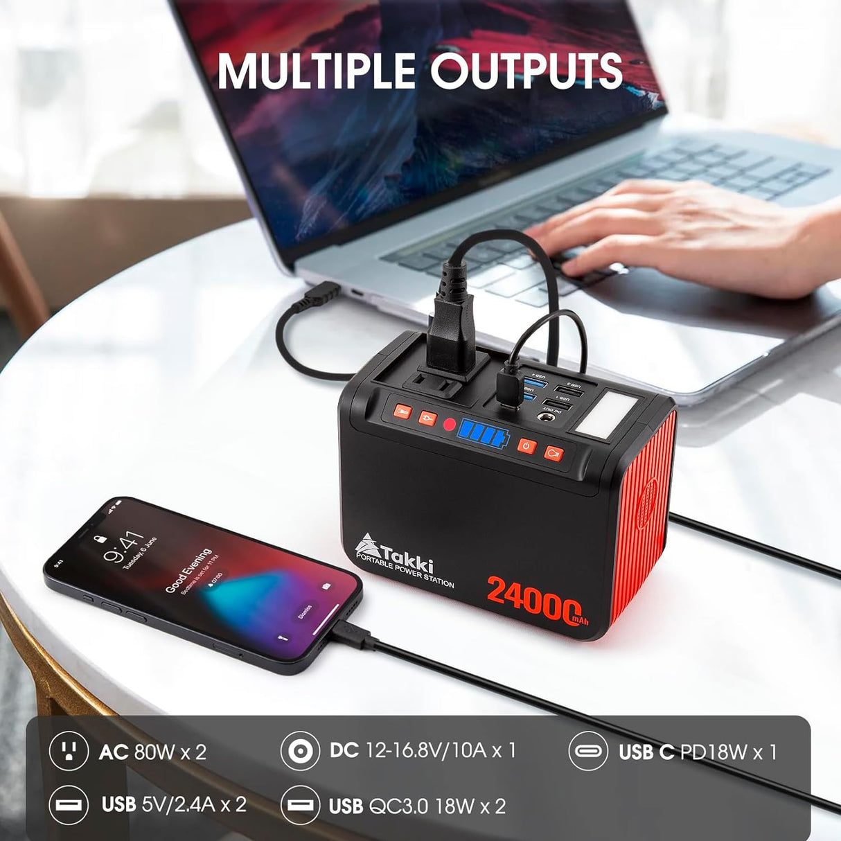 Takki Portable Power Station 88Wh, Solar Generator Power Bank