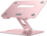 Brocoon - Soporte ajustable para laptop MacBook para escritorio, soporte ergonómico de aluminio para computadora con ventilación térmica, elevador para portátil compatible con portátiles de 10 a 17 pulgadas, oro rosa (rosa)