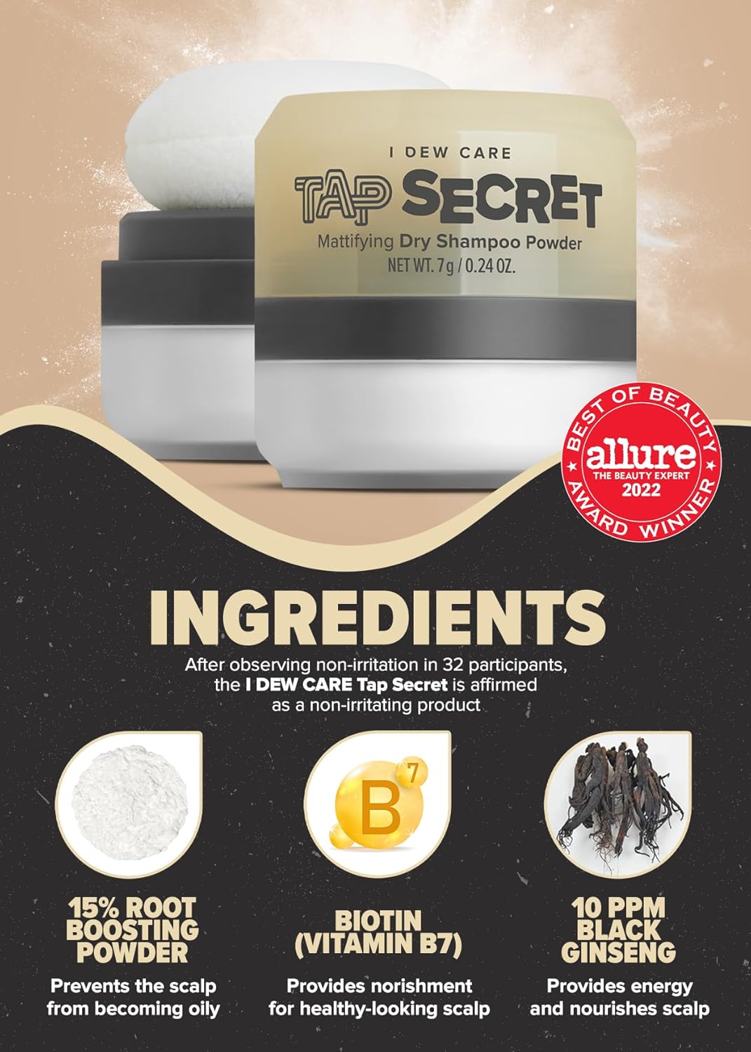 Shampoo seco en polvo con ginseng negro I DEW CARE