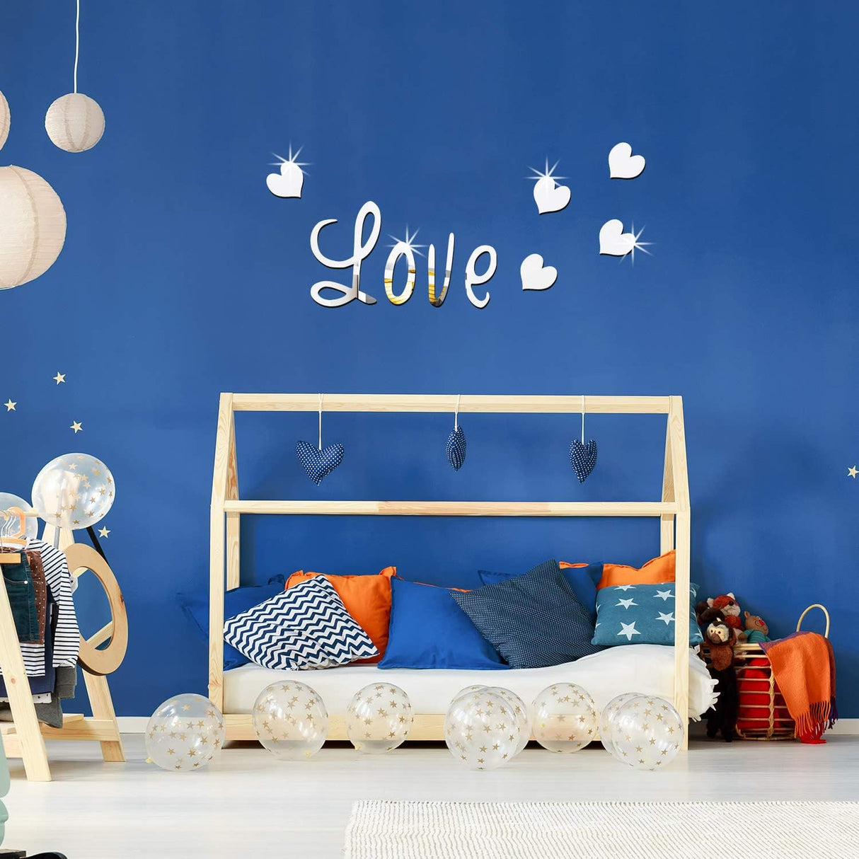 Vinilos decorativos Love Live Laugh, corazón espejo, DIY