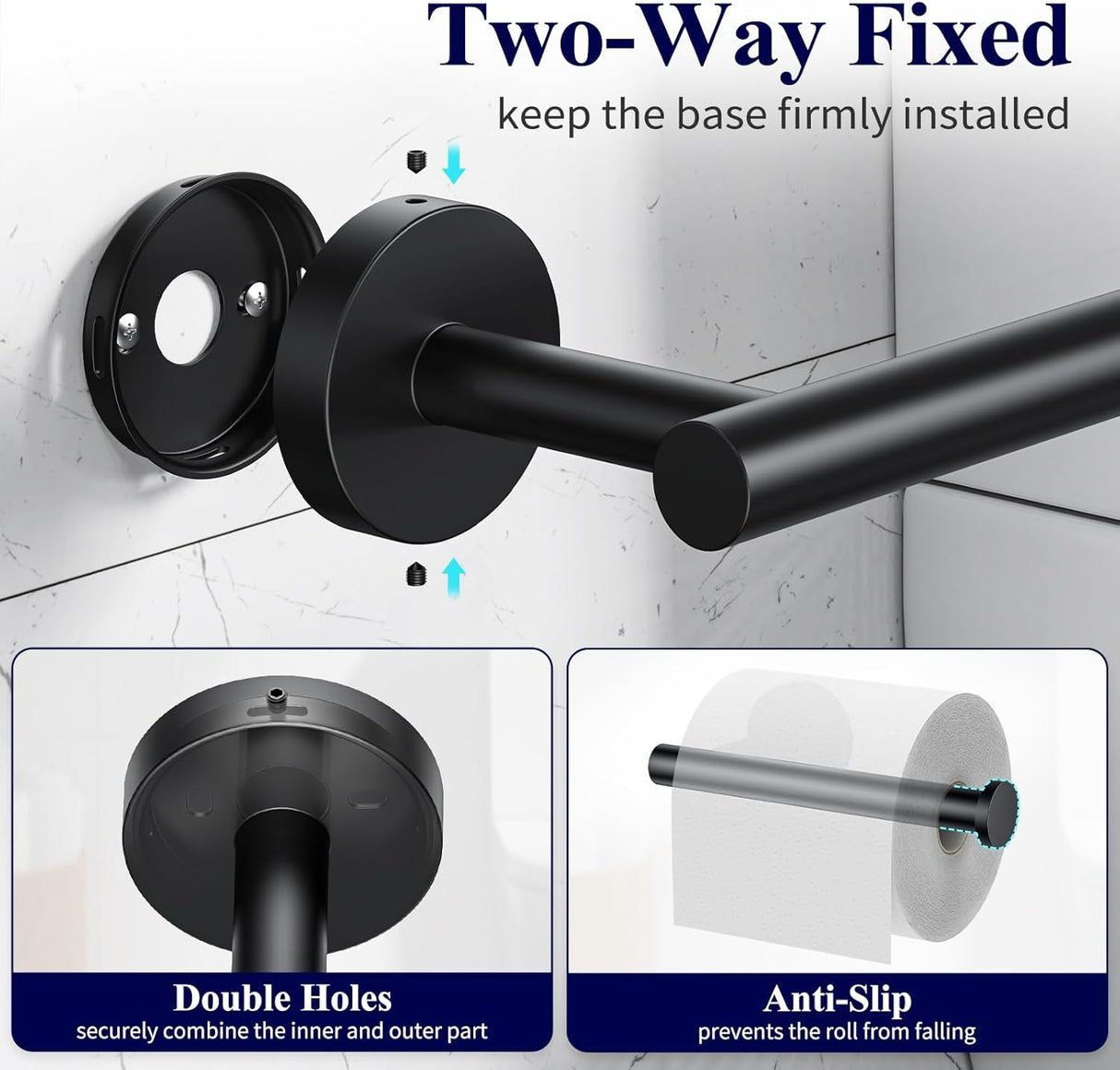 Soporte de pared para papel higiénico, resistente y redondo