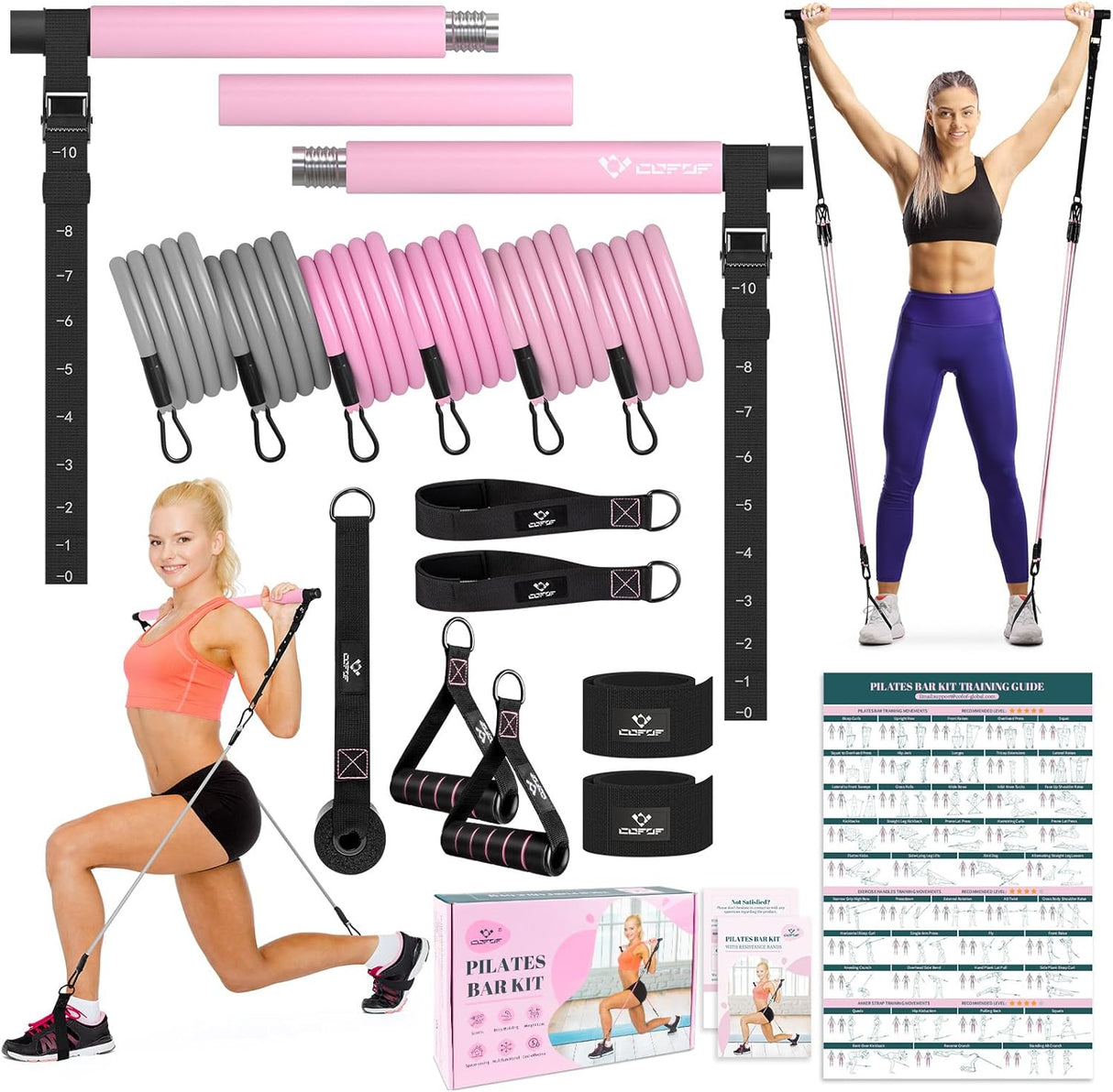 Kit de Bar Pilates con Bandas de Resistencia - Multifuncional