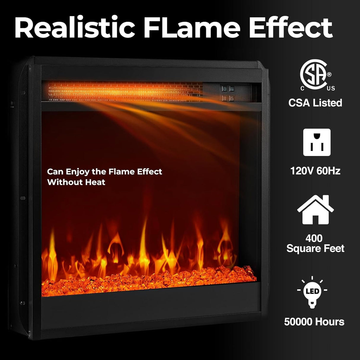 Soporte para TV Rolanstar con chimenea eléctrica y luces LED