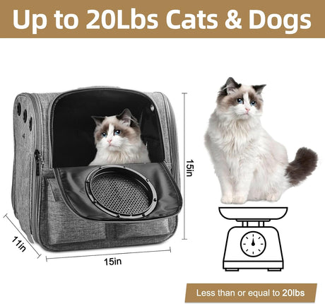 Mochila para gatos diseño ventilado gris