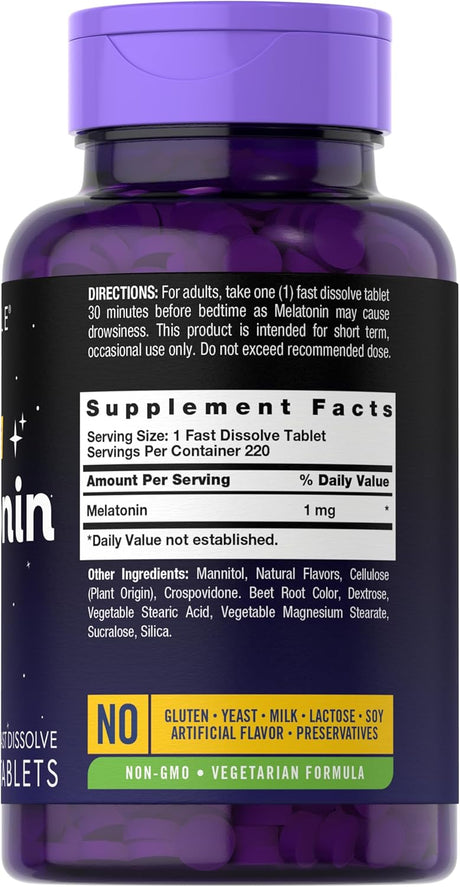 Melatonina Carlyle 1 mg | 220 Tabletas Vegetarianas Dissolubles
